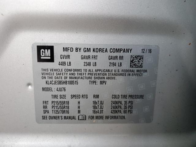 KL4CJESB5HB100515 - 2017 BUICK ENCORE PREFERRED Silber Foto 10