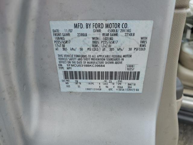 1FMCU03188KC39684 - 2008 FORD ESCAPE XLT SILVER photo 13