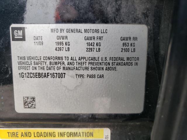 1G1ZC5EB6AF167007 - 2010 CHEVROLET MALIBU 1LT BLACK photo 12