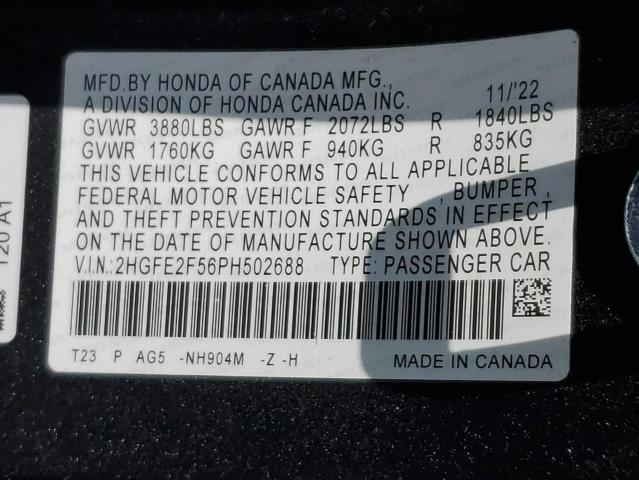 2HGFE2F56PH502688 - 2023 HONDA CIVIC SPORT 石墨色 照片 12