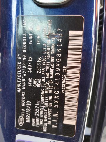 5XXGT4L39KG361487 - 2019 KIA OPTIMA LX BLUE photo 12