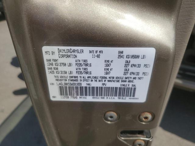 1J4GL38K53W591659 - 2003 JEEP LIBERTY RENEGADE GOLD photo 13