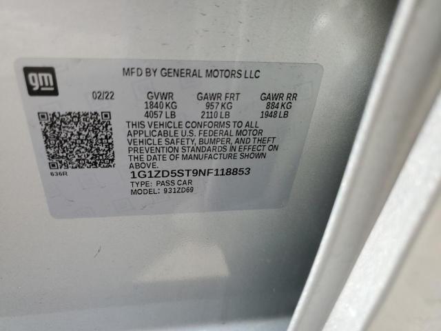 1G1ZD5ST9NF118853 - 2022 CHEVROLET MALIBU LT SILVER photo 12