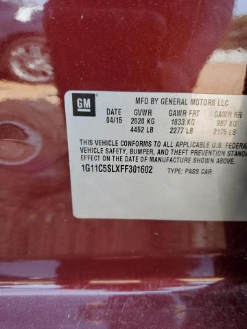 1G11C5SLXFF301602 - 2015 CHEVROLET MALIBU 1LT BURGUNDY photo 12