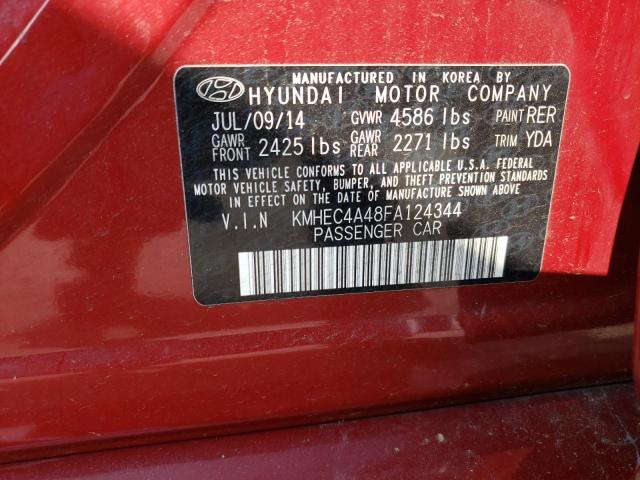 KMHEC4A48FA124344 - 2015 HYUNDAI SONATA HYBRID RED photo 12