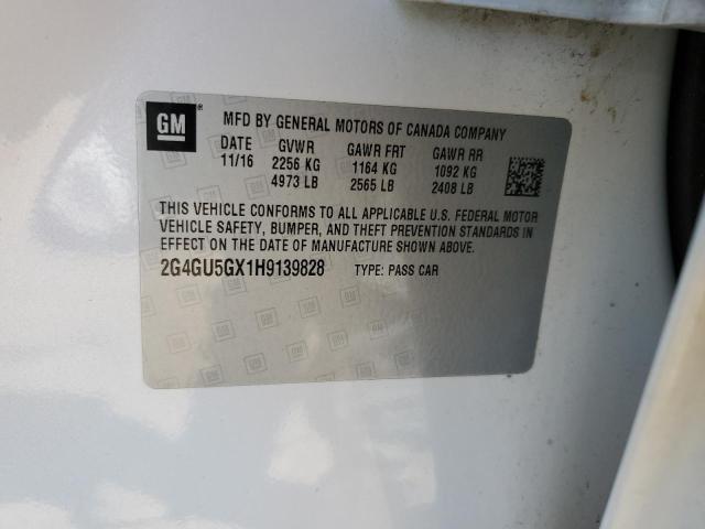 2G4GU5GX1H9139828 - 2017 BUICK REGAL GS WHITE photo 12