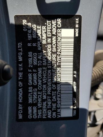 SHHFK7H89LU413126 - 2020 HONDA CIVIC EXL 灰色 照片 12