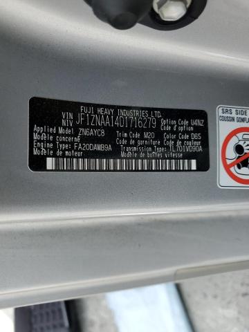 JF1ZNAA14D1716279 - 2013 TOYOTA SCION FR-S ვერცხლისფერი ფოტო 12