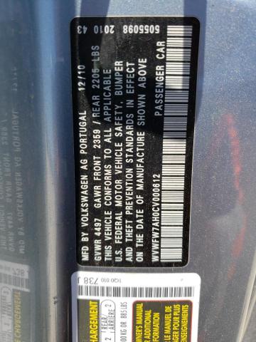 WVWFW7AH0CV000612 - 2012 VOLKSWAGEN EOS LUX 蓝色 照片 12