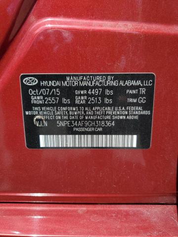 5NPE34AF9GH318364 - 2016 HYUNDAI SONATA SPORT RED photo 12