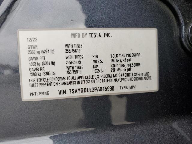 7SAYGDEE3PA045990 - 2023 TESLA MODEL Y GRAY photo 13