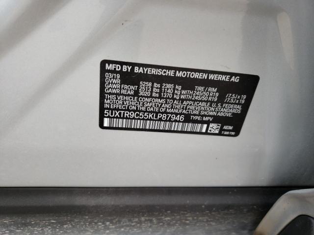 5UXTR9C55KLP87946 - 2019 BMW X3 XDRIVE30I SILVER photo 13