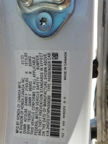 2HGFE1F74PH306289 - 2023 HONDA CIVIC EX თეთრი ფოტო 13