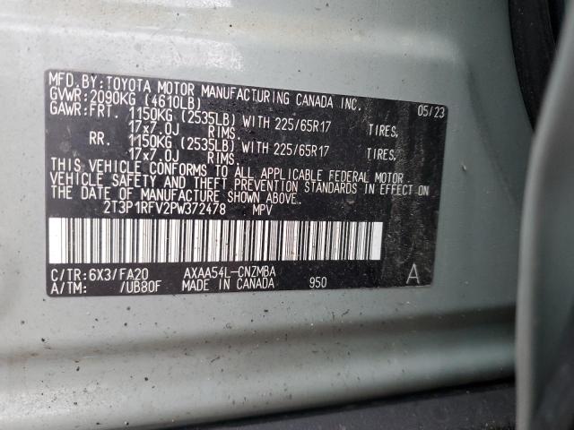 2T3P1RFV2PW372478 - 2023 TOYOTA RAV4 XLE GREEN photo 14