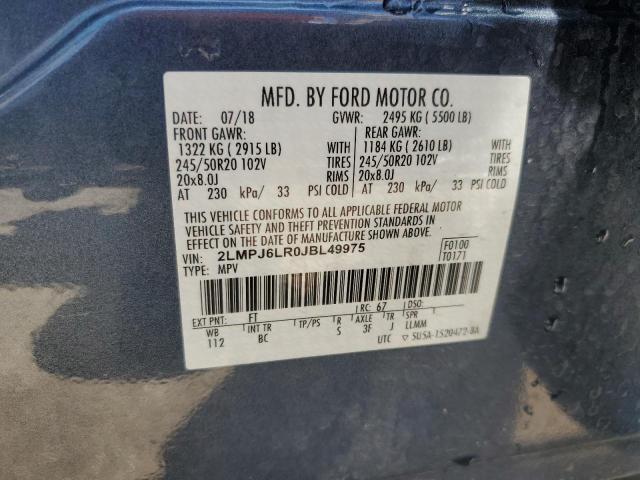 2LMPJ6LR0JBL49975 - 2018 LINCOLN MKX RESERVE BLUE photo 13