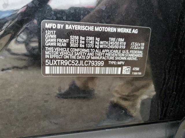 5UXTR9C52JLC79399 - 2018 BMW X3 XDRIVE30I BLACK photo 12