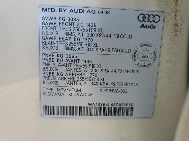 WA1BY64L48D062850 - 2008 AUDI Q7 3.6 QUATTRO PREMIUM GOLD photo 13