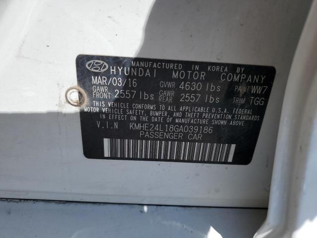 KMHE24L18GA039186 - 2016 HYUNDAI SONATA HYBRID WHITE photo 12