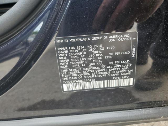 1V2DE2CAXRC240413 - 2024 VOLKSWAGEN ATLAS CROS SE BLACK photo 12