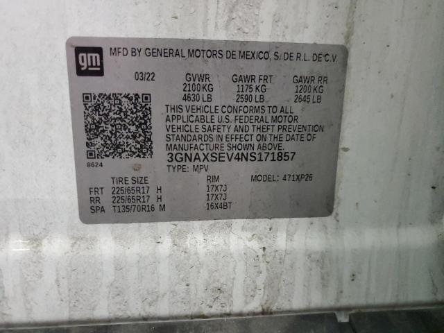 3GNAXSEV4NS171857 - 2022 CHEVROLET EQUINOX LS WHITE photo 14