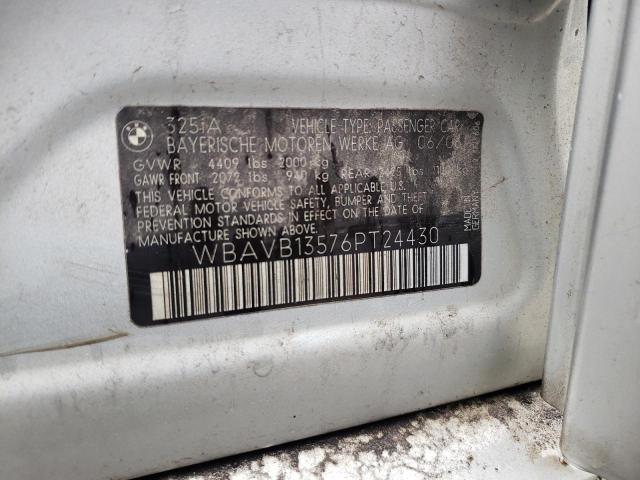 WBAVB13576PT24430 - 2006 BMW 3 SERIES I Күміс фото 12
