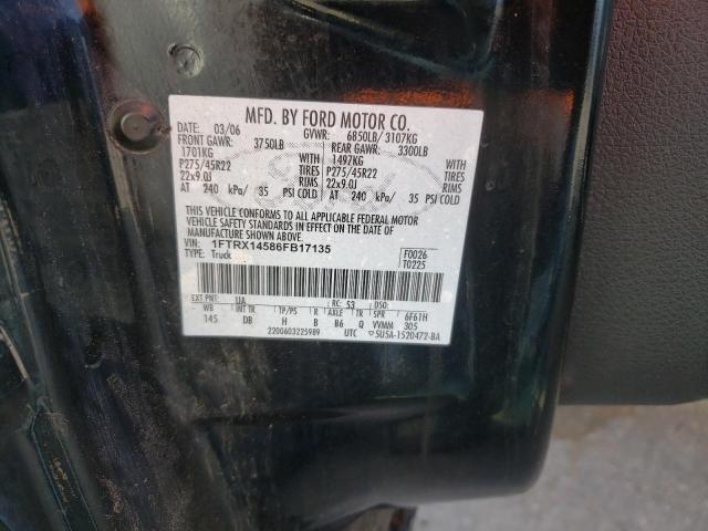 1FTRX14586FB17135 - 2006 FORD F150 BLACK photo 12