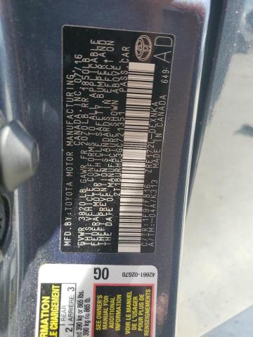 2T1BURHE3GC721351 - 2016 TOYOTA COROLLA L GRAY photo 13