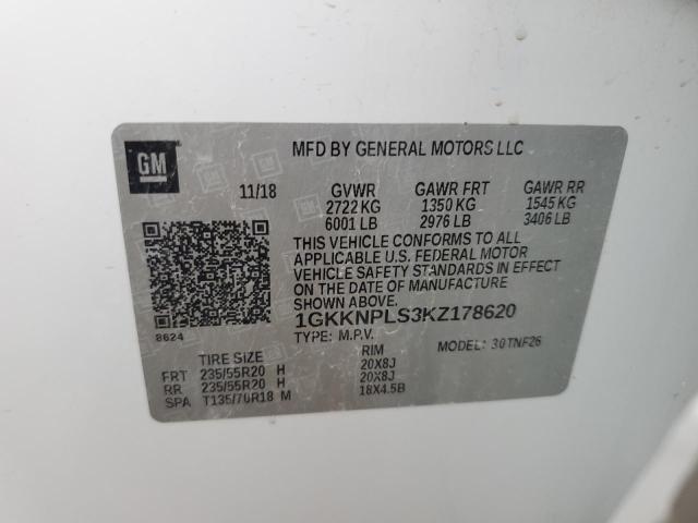 1GKKNPLS3KZ178620 - 2019 GMC ACADIA DENALI WHITE photo 13