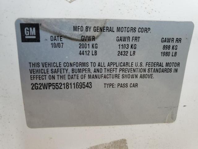 2G2WP552181169543 - 2008 PONTIAC GRAND PRIX 白色 照片 12