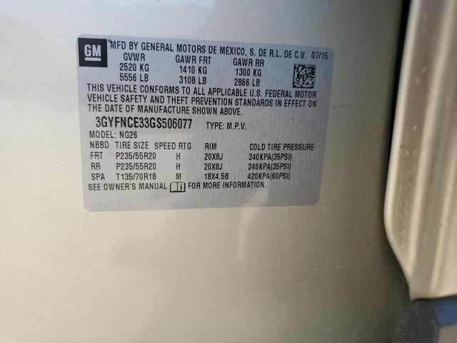 3GYFNCE33GS506077 - 2016 CADILLAC SRX PERFORMANCE COLLECTION Бежевый фото 14