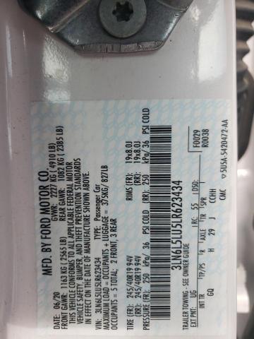 3LN6L5LU5LR623434 - 2020 LINCOLN MKZ RESERVE თეთრი ფოტო 12