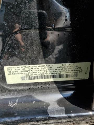 3VWEF71K17M193633 - 2007 VOLKSWAGEN JETTA WOLFSBURG 黑色 照片 12