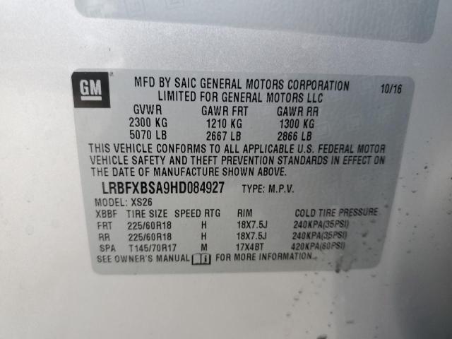 LRBFXBSA9HD084927 - 2017 BUICK ENVISION ESSENCE ვერცხლისფერი ფოტო 12