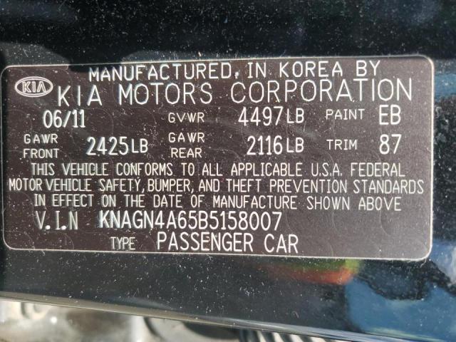 KNAGN4A65B5158007 - 2011 KIA OPTIMA EX BLACK photo 13