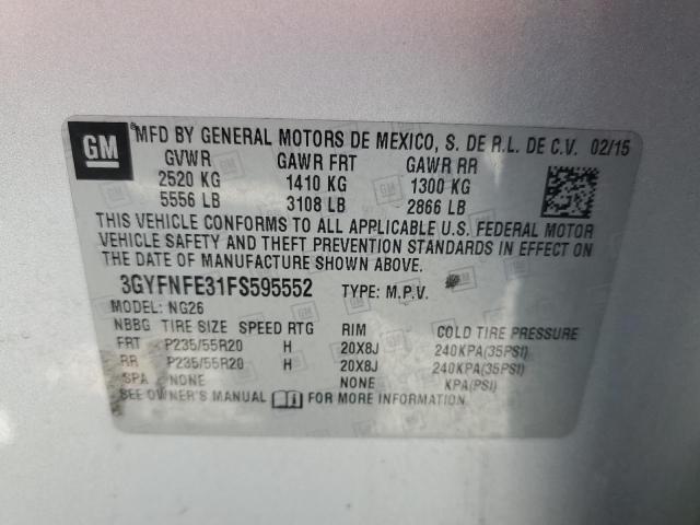 3GYFNFE31FS595552 - 2015 CADILLAC SRX PERFORMANCE COLLECTION SILVER photo 13