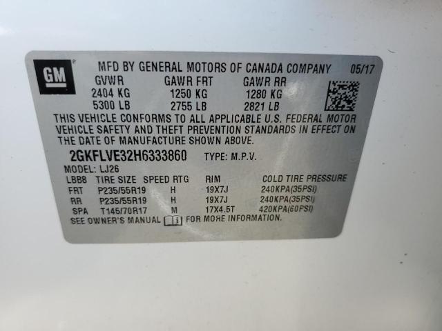 2GKFLVE32H6333860 - 2017 GMC TERRAIN DENALI WHITE photo 13