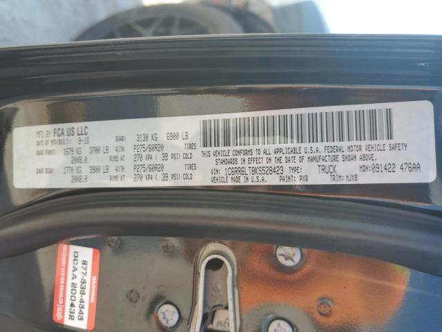 1C6RR6LT8KS528423 - 2019 RAM 1500 CLASS SLT 黑色 照片 12