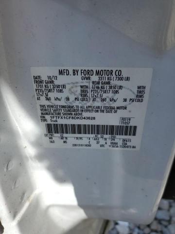 1FTFX1CF8DKD43628 - 2013 FORD F150 SUPER CAB WHITE photo 12