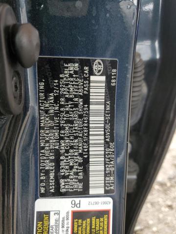 4T4BF1FK8FR467594 - 2015 TOYOTA CAMRY LE BLACK photo 12