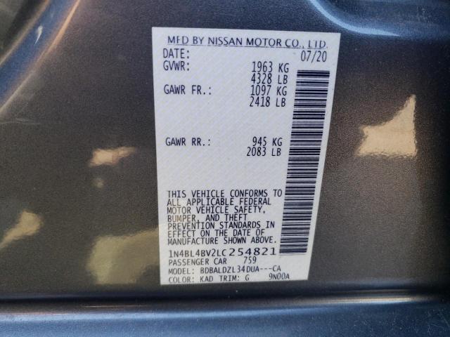 1N4BL4BV2LC254821 - 2020 NISSAN ALTIMA S GRAY photo 13