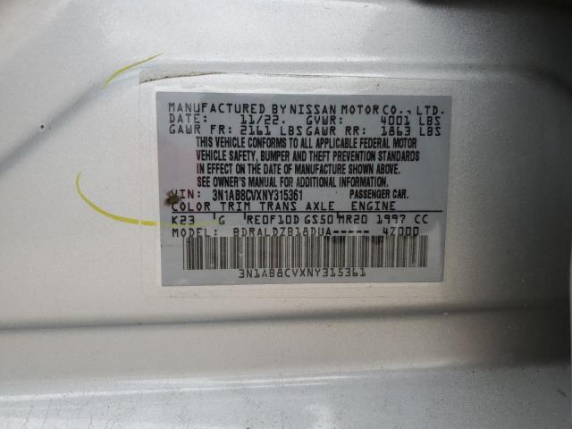 3N1AB8CVXNY315361 - 2022 NISSAN SENTRA SV SILVER photo 12