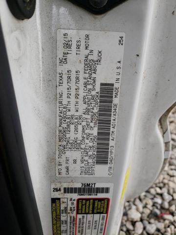 5TFTX4CN0FX057256 - 2015 TOYOTA TACOMA ACCESS CAB თეთრი ფოტო 12