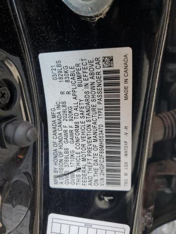 2HGFC2F89MH553470 - 2021 HONDA CIVIC SPORT 黑色 照片 12