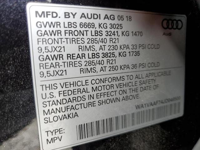 WA1VAAF74JD046500 - 2018 AUDI Q7 PRESTIGE BLACK photo 13