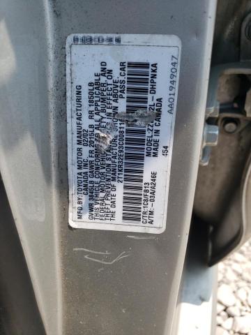 2T1KR32E93C008116 - 2003 TOYOTA COROLLA MA XR SILVER photo 12