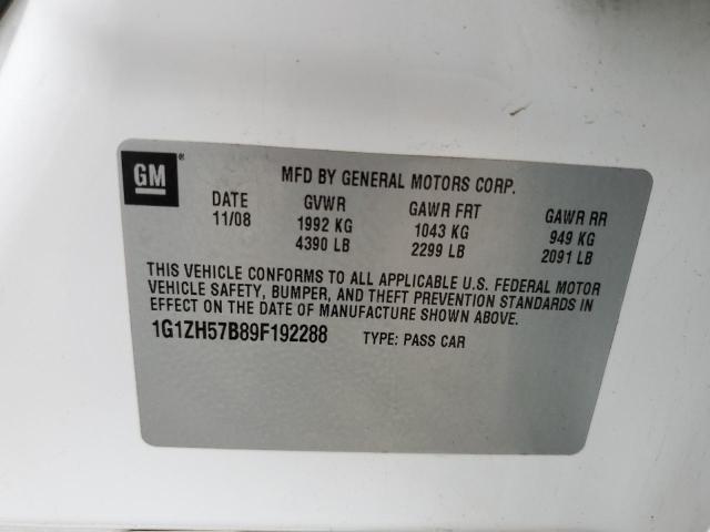 1G1ZH57B89F192288 - 2009 CHEVROLET MALIBU 1LT WHITE photo 12