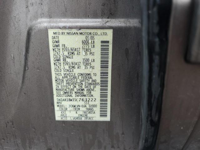 5N1AR18W35C763222 - 2005 NISSAN PATHFINDER LE 灰色 照片 13