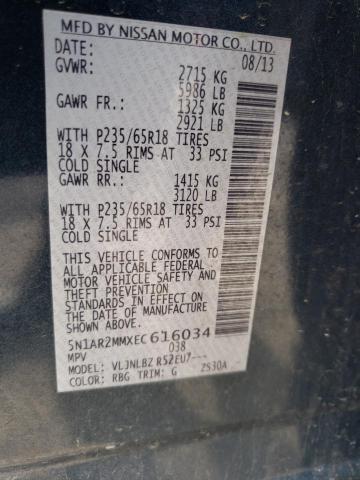 5N1AR2MMXEC616034 - 2014 NISSAN PATHFINDER S BLUE photo 13