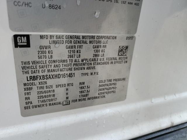 LRBFXBSAXHD161451 - 2017 BUICK ENVISION ESSENCE WHITE photo 12