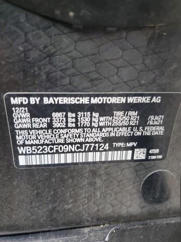 WB523CF09NCJ77124 - 2022 BMW IX XDRIVE50 BLACK photo 12